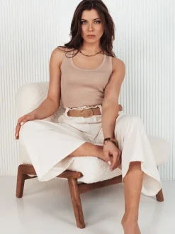 T-Shirty Damskie>Dstreet Top damski MINLA beżowy RY2385