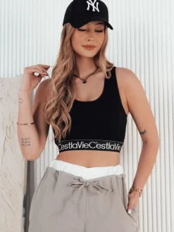 T-Shirty Damskie>Dstreet Top damski SUNSEL czarny RY2415