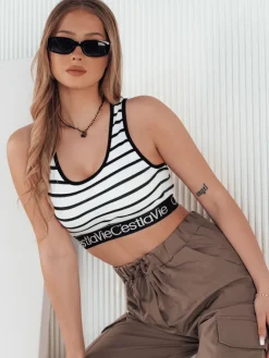 T-Shirty Damskie>Dstreet Top damski w paski SUNSEL biały RY2417