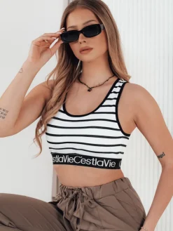 T-Shirty Damskie>Dstreet Top damski w paski SUNSEL biały RY2417