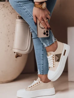 Trampki>Dstreet Trampki damskie na platformie TRENDIS beżowe ZY0704