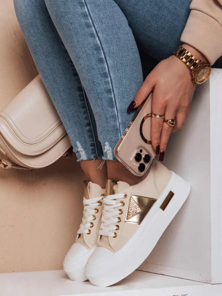 Trampki>Dstreet Trampki damskie na platformie TRENDIS beżowe ZY0704