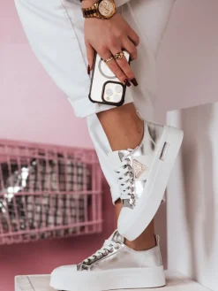 Trampki>Dstreet Trampki damskie na platformie TRENDIS srebrne ZY0679