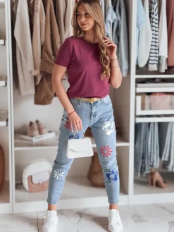 T-Shirty Damskie>Dstreet T-shirt damski basic lekko oversize BASICWIN fioletowa RY2721