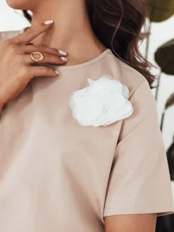 T-Shirty Damskie>Dstreet T-shirt damski BINDA beżowy RY2484