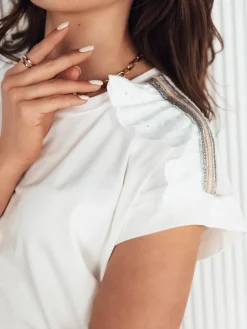 T-Shirty Damskie>Dstreet T-shirt damski boho EKOSTIA ecru RY2345