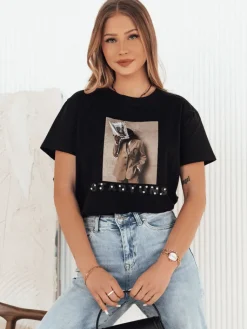 T-Shirty Damskie>Dstreet T-shirt damski CARSTI czarny RY2403