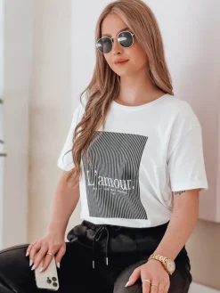 T-Shirty Damskie>Dstreet T-shirt damski LAMOUR biały RY2588