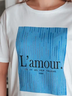 T-Shirty Damskie>Dstreet T-shirt damski LAMOUR biały RY2587