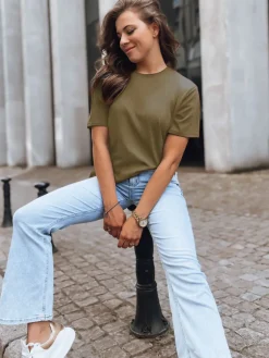 T-Shirty Damskie|Bluzki Damskie>Dstreet T-shirt damski MAYLA II oliwkowy RY2661