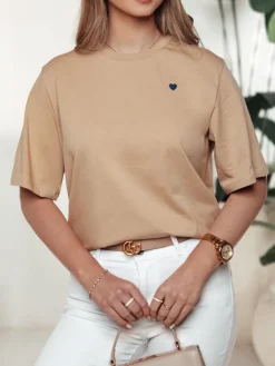 T-Shirty Damskie>Dstreet T-shirt damski MILOV beżowy RY2547