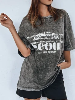 T-Shirty Damskie>Dstreet T-shirt damski MIZGAS grafitowy RY2634