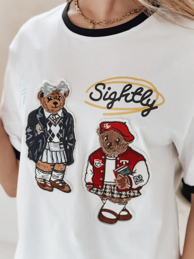 T-Shirty Damskie>Dstreet T-shirt damski oversize z haftem CLASSY TEDDY biały RY2844