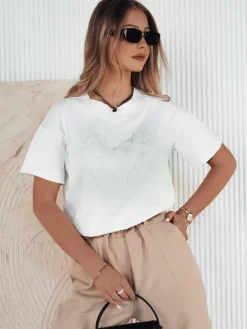 T-Shirty Damskie>Dstreet T-shirt damski PRINCY biały RY2391