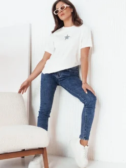 T-Shirty Damskie>Dstreet T-shirt damski STAR POWDER ecru RY2257
