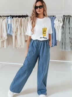 T-Shirty Damskie>Dstreet T-shirt damski SUNSMILE biały RY2905