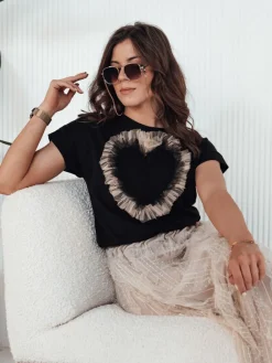 T-Shirty Damskie>Dstreet T-shirt damski TICKER czarny RY2344