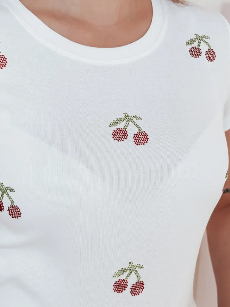 T-Shirty Damskie>Dstreet T-shirt damski w wiśnie CHERRYDUST biały RY2853