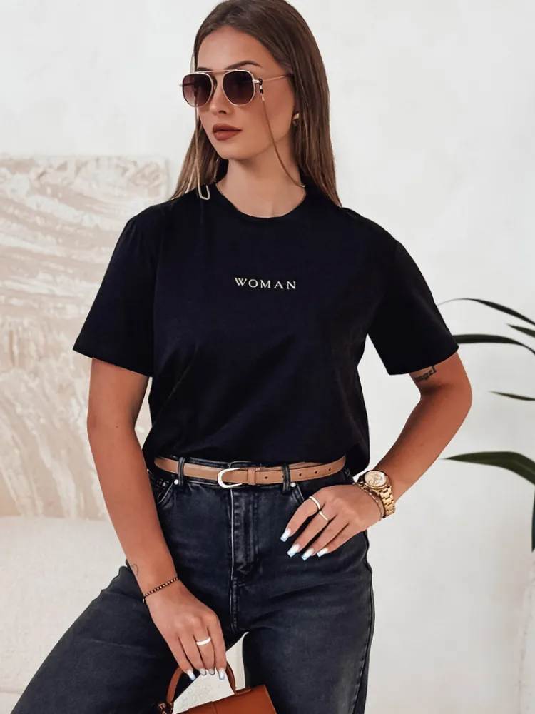 T-Shirty Damskie>Dstreet T-shirt damski WOMAN czarny RY2554
