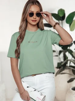 T-Shirty Damskie>Dstreet T-shirt damski WOMAN turkusowy RY2553