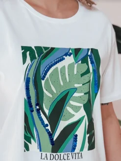 T-Shirty Damskie>Dstreet T-shirt damski z nadrukiem MUYUMBA biały RY2620