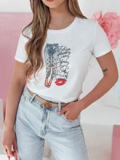 T-Shirty Damskie>Dstreet T-shirt damski z nadrukiem TRENDAY biały RY2825