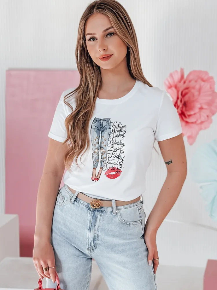 T-Shirty Damskie>Dstreet T-shirt damski z nadrukiem TRENDAY biały RY2825