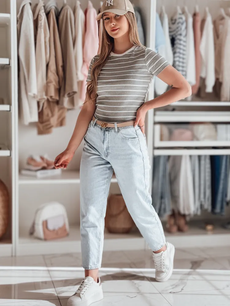 T-Shirty Damskie>Dstreet T-shirt damskie basic w paski LINESS szary RY2821