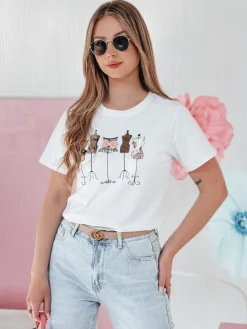 T-Shirty Damskie>Dstreet T-shirt damskie z nadrukiem MANETEE biały RY2728