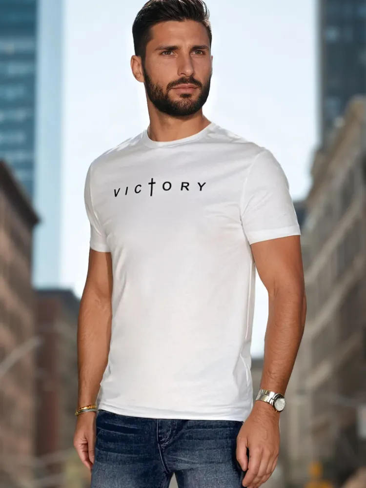 Koszulki Męskie>Dstreet T-shirt męska z nadrukiem biała RX5641