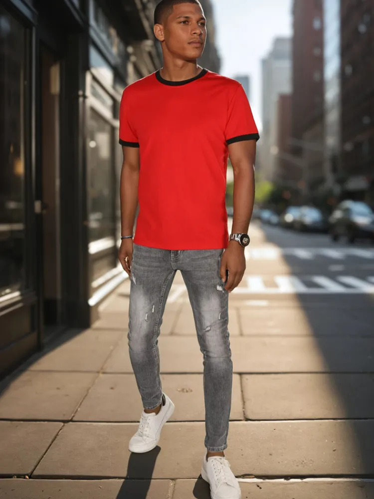 Koszulki Męskie>Dstreet T-shirt męski basic czerwony RX5661