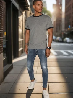 Koszulki Męskie>Dstreet T-shirt męski basic szary RX5663