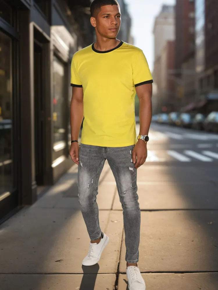 Koszulki Męskie>Dstreet T-shirt męski basic żółty RX5660