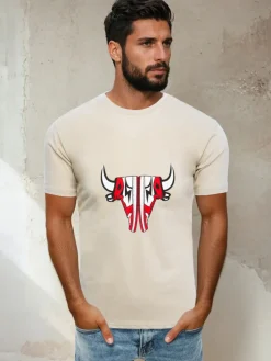 Koszulki Męskie>Dstreet T-shirt męski beżowy RX4932