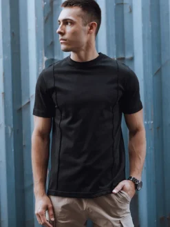 Koszulki Męskie>Dstreet T-shirt męski bez nadruku czarny RX5521