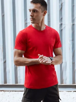 Koszulki Męskie>Dstreet T-shirt męski bez nadruku czerwony RX5600