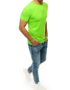 Koszulki Męskie>Dstreet T-shirt męski bez nadruku limonkowy RX4191