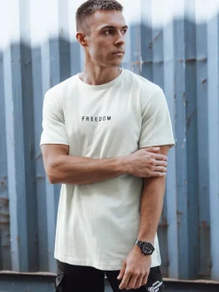 Koszulki Męskie>Dstreet T-shirt męski ecru RX5612