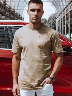 Koszulki Męskie>Dstreet T-shirt męski kamelowy RX5530