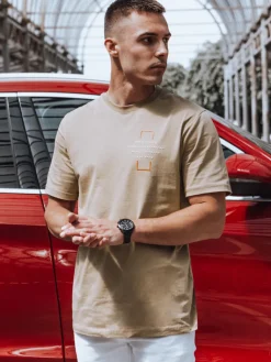 Koszulki Męskie>Dstreet T-shirt męski kamelowy RX5530