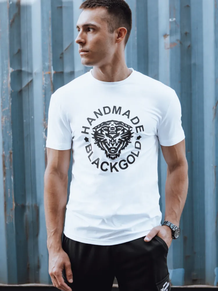 Koszulki Męskie>Dstreet T-shirt męski z nadrukiem biały RX5582