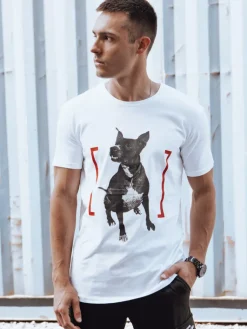 Koszulki Męskie>Dstreet T-shirt męski z nadrukiem biały RX5608