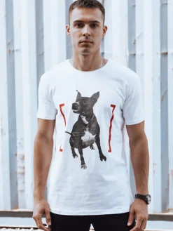 Koszulki Męskie>Dstreet T-shirt męski z nadrukiem biały RX5608