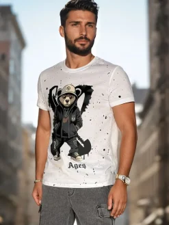 Koszulki Męskie>Dstreet T-shirt męski z nadrukiem biały RX5656