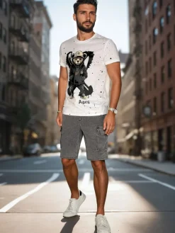 Koszulki Męskie>Dstreet T-shirt męski z nadrukiem biały RX5656