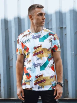 Koszulki Męskie>Dstreet T-shirt męski z nadrukiem biały RX5614