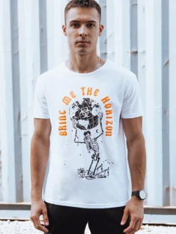 Koszulki Męskie>Dstreet T-shirt męski z nadrukiem biały RX5619