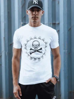 Koszulki Męskie>Dstreet T-shirt męski z nadrukiem biały RX5581