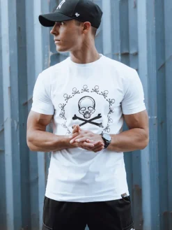 Koszulki Męskie>Dstreet T-shirt męski z nadrukiem biały RX5581
