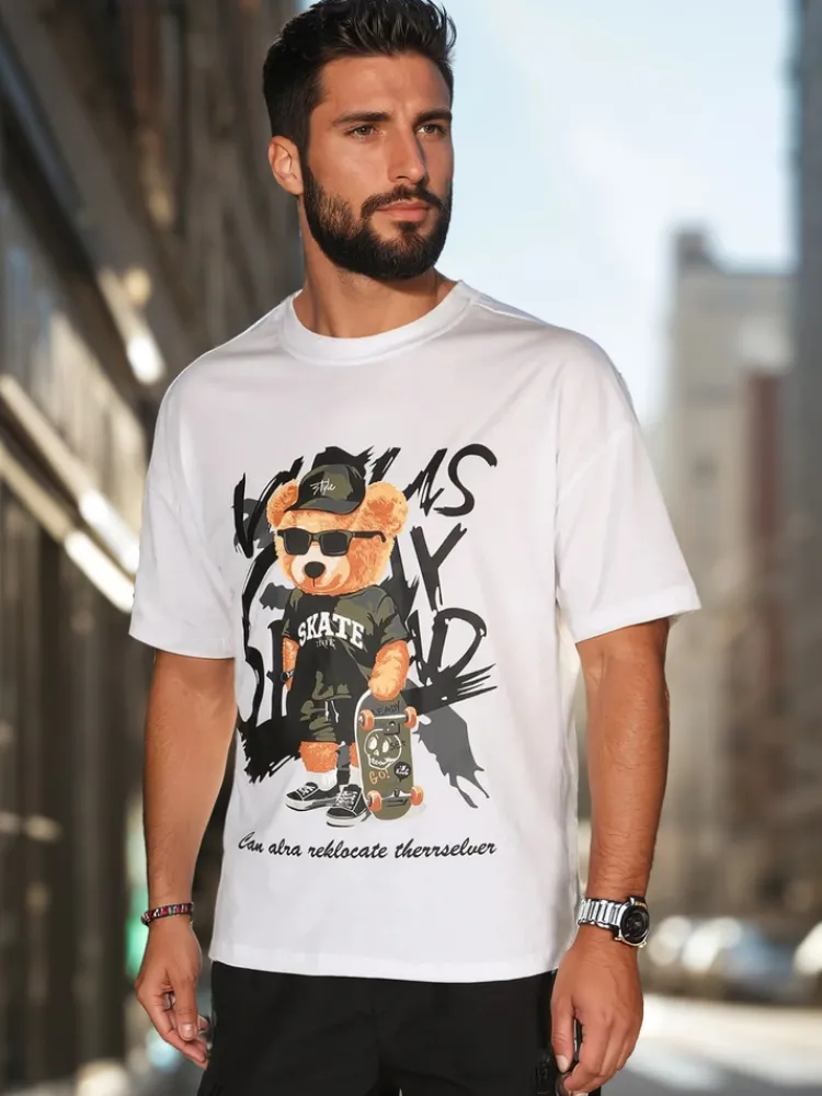 Koszulki Męskie>Dstreet T-shirt męski z nadrukiem biały RX5647